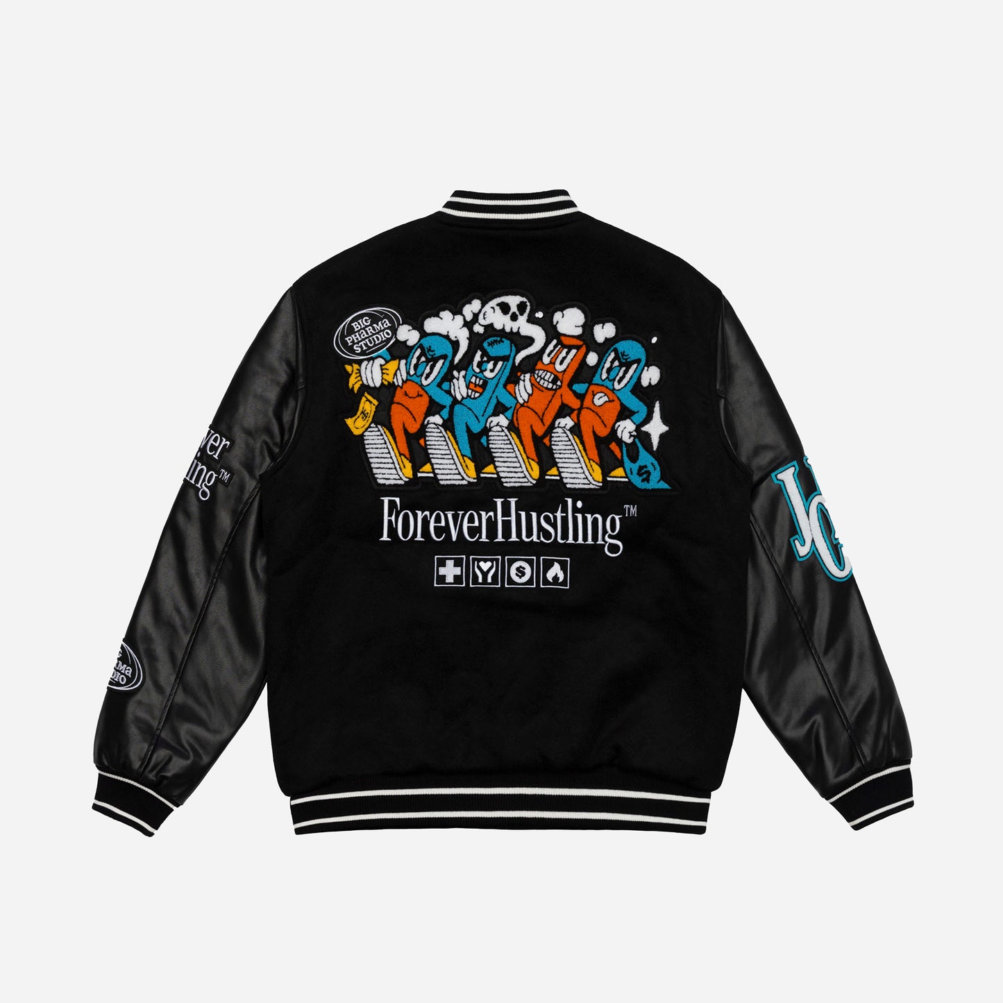 BIG PHARMA VARSITY JACKET - BLACK