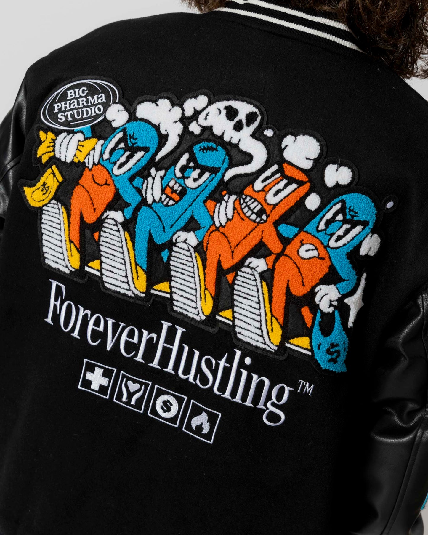 BIG PHARMA VARSITY JACKET - BLACK - JACKER