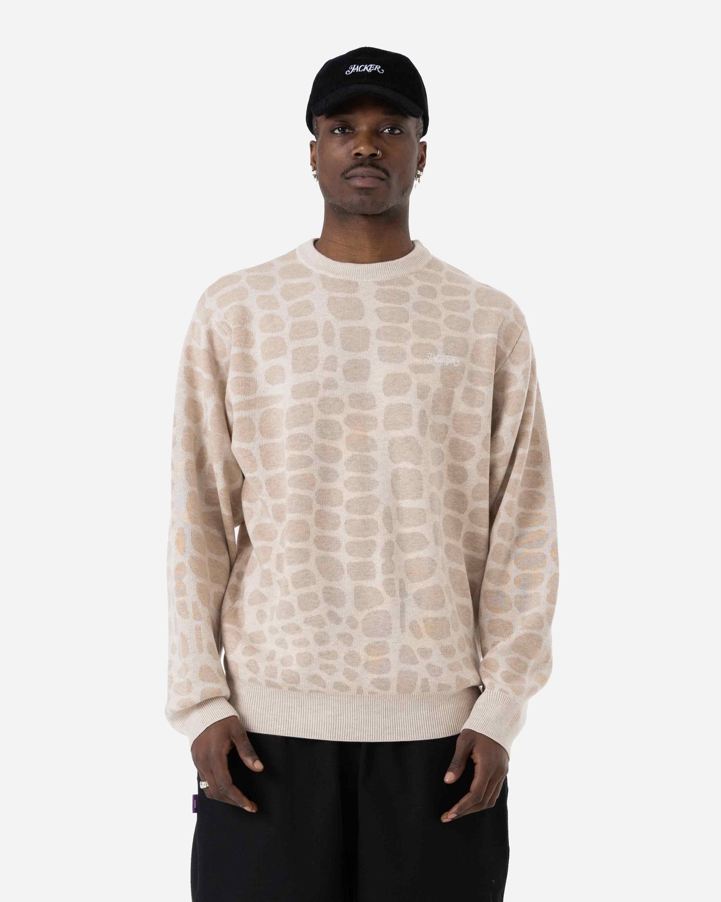 CROCO KNIT CREWNECK - BEIGE