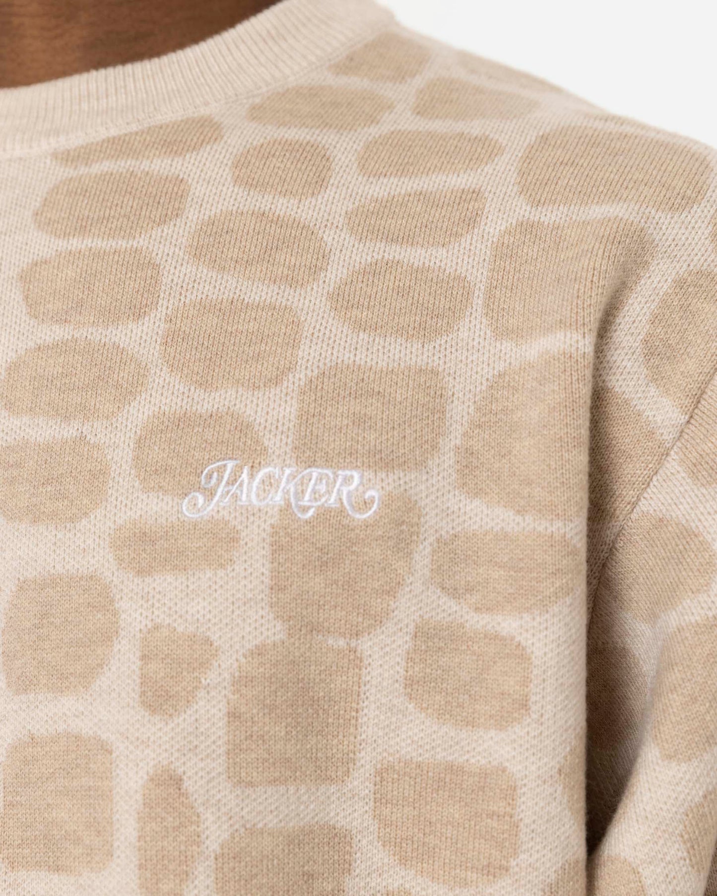 CROCO KNIT CREWNECK - BEIGE