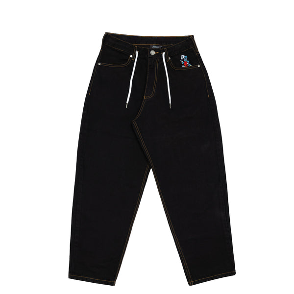 BIG PHARMA DENIM BAGGY PANT - BLACK