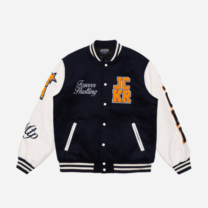 CANARDO VARSITY JACKET - NAVY / WHITE