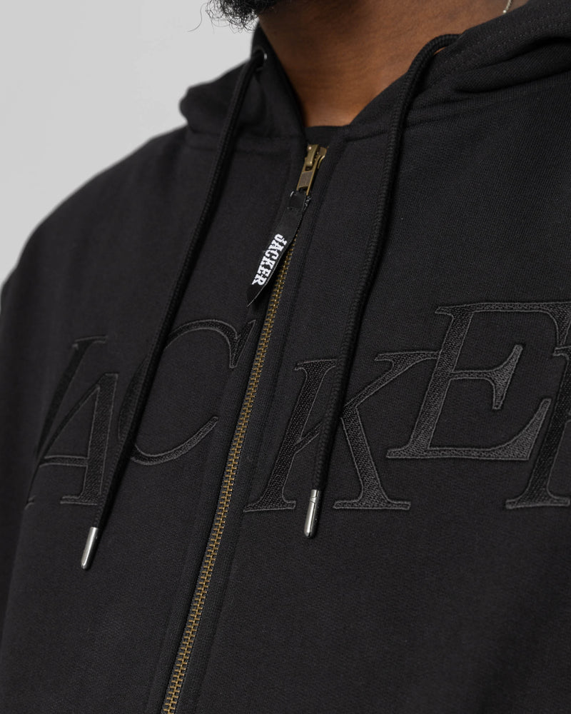 CHEST SELECT LOGO - ZIPPED HOODIE - BLACK