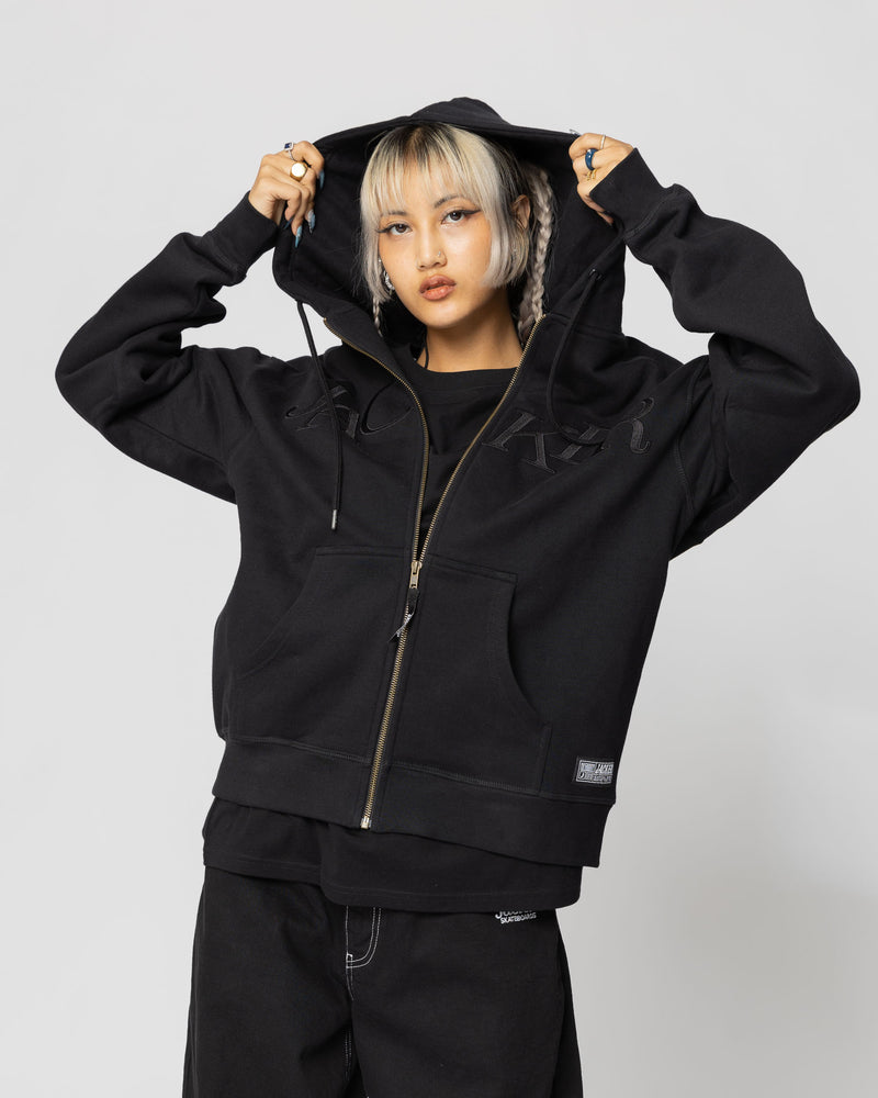 CHEST SELECT LOGO - ZIPPED HOODIE - BLACK