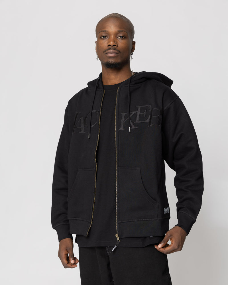 CHEST SELECT LOGO - ZIPPED HOODIE - BLACK