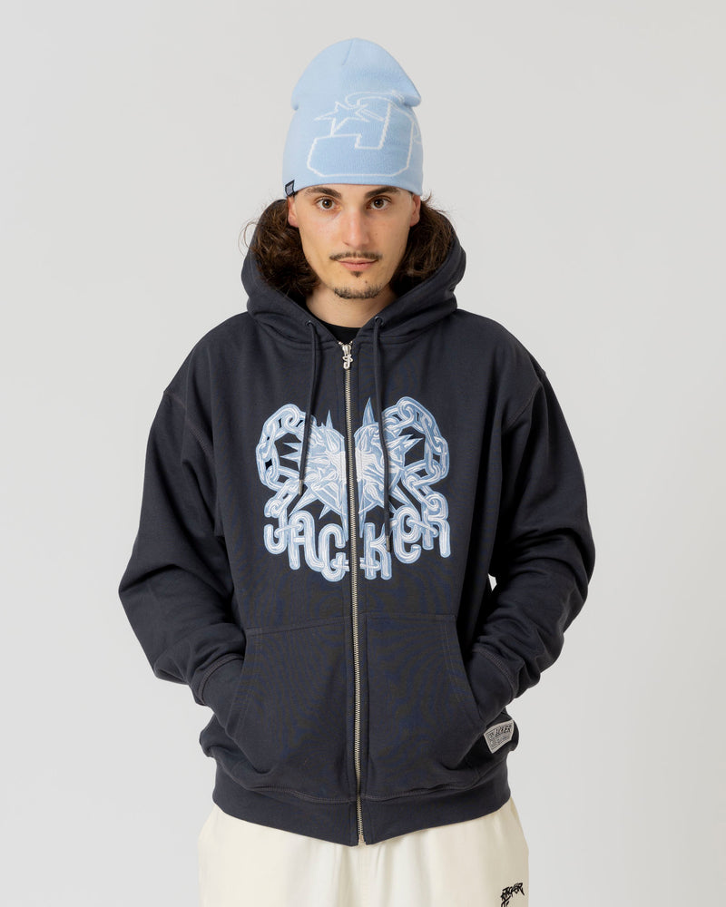 COLD HEART ZIPPED HOODIE - BLUE