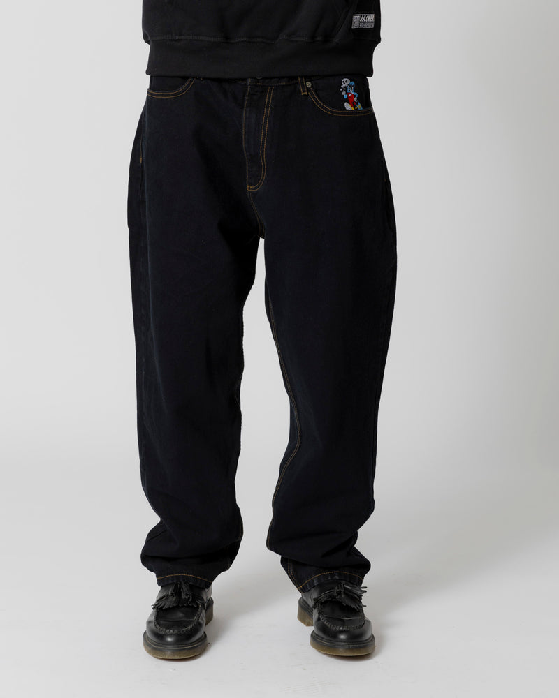 BIG PHARMA DENIM BAGGY PANT - BLACK