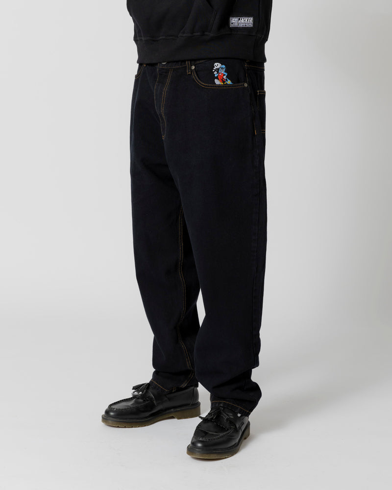 BIG PHARMA DENIM BAGGY PANT - BLACK