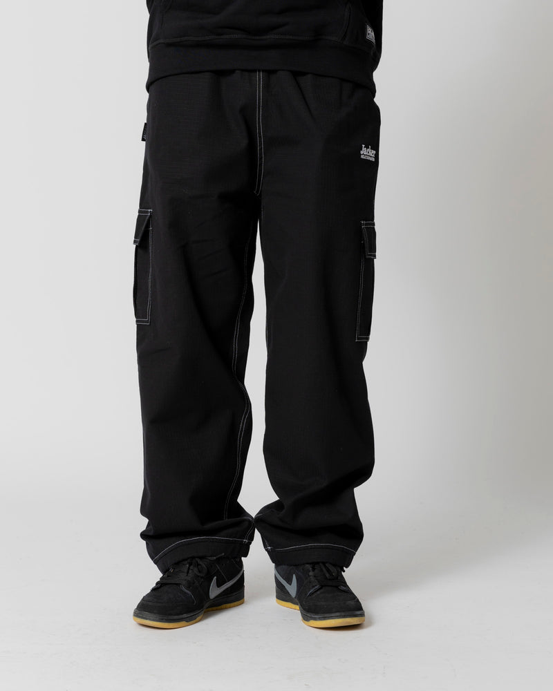 CONTRAST CARGO PANT - BLACK - JACKER