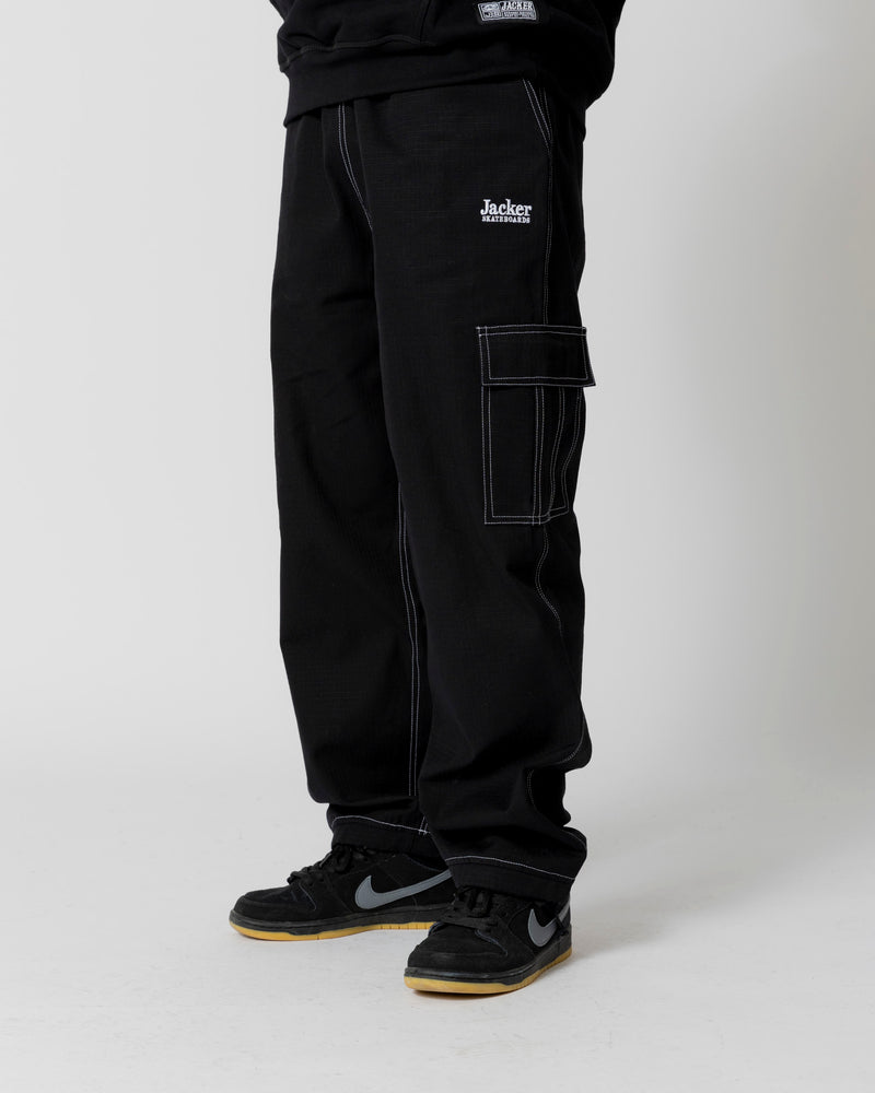 CONTRAST CARGO PANT - BLACK - JACKER