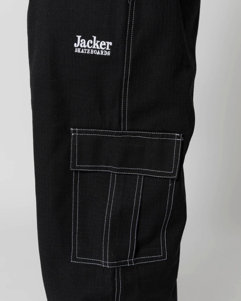 CONTRAST CARGO PANT - BLACK - JACKER