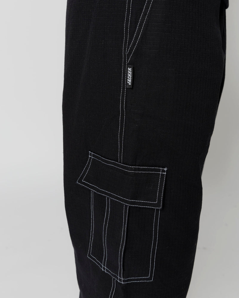 CONTRAST CARGO PANT - BLACK - JACKER