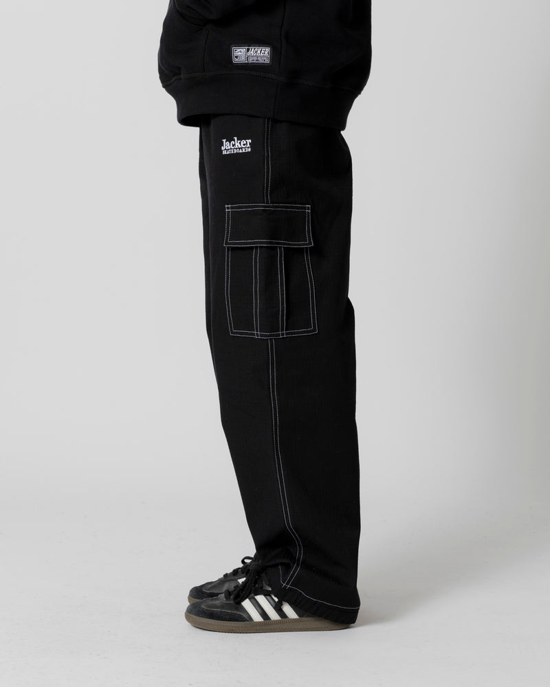 CONTRAST CARGO PANT - BLACK - JACKER