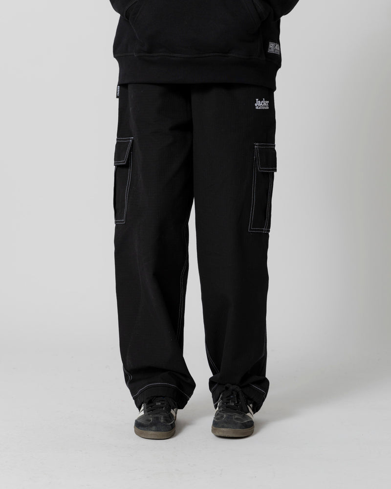 CONTRAST CARGO PANT - BLACK - JACKER