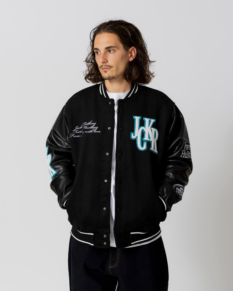 BIG PHARMA VARSITY JACKET - BLACK