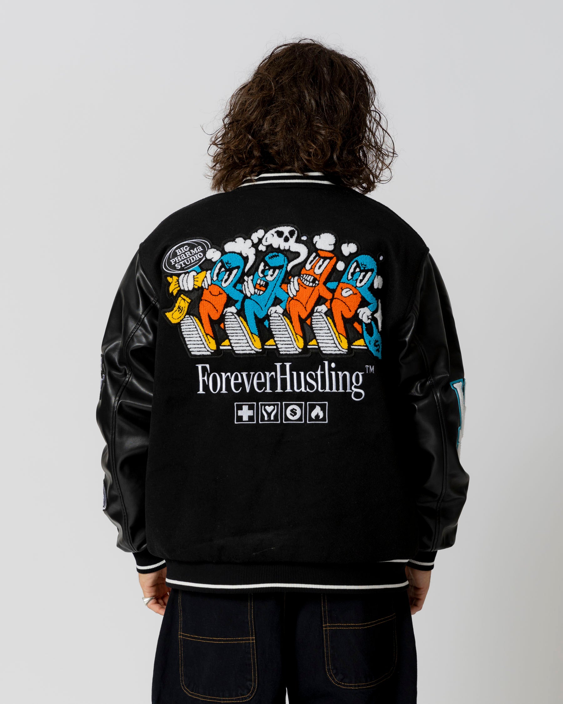 BIG PHARMA VARSITY JACKET - BLACK - JACKER