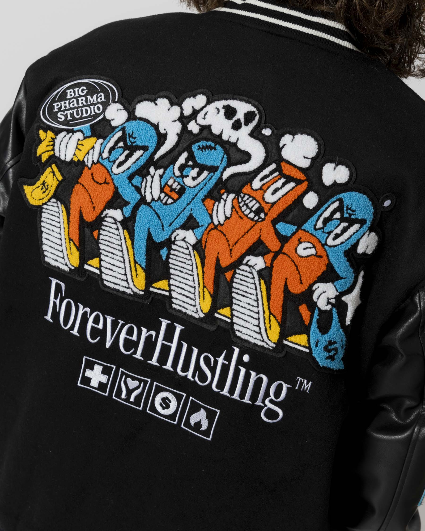 BIG PHARMA VARSITY JACKET - BLACK - JACKER