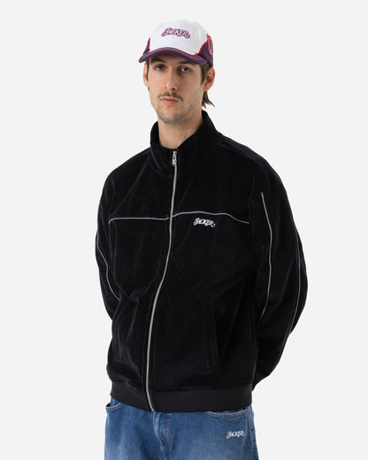 REFLECTIVE VELVET ZIPPER JACKET - BLACK