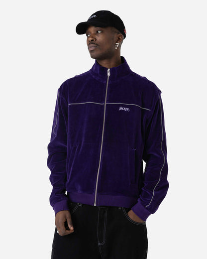 REFLECTIVE VELVET ZIPPER JACKET - PURPLE