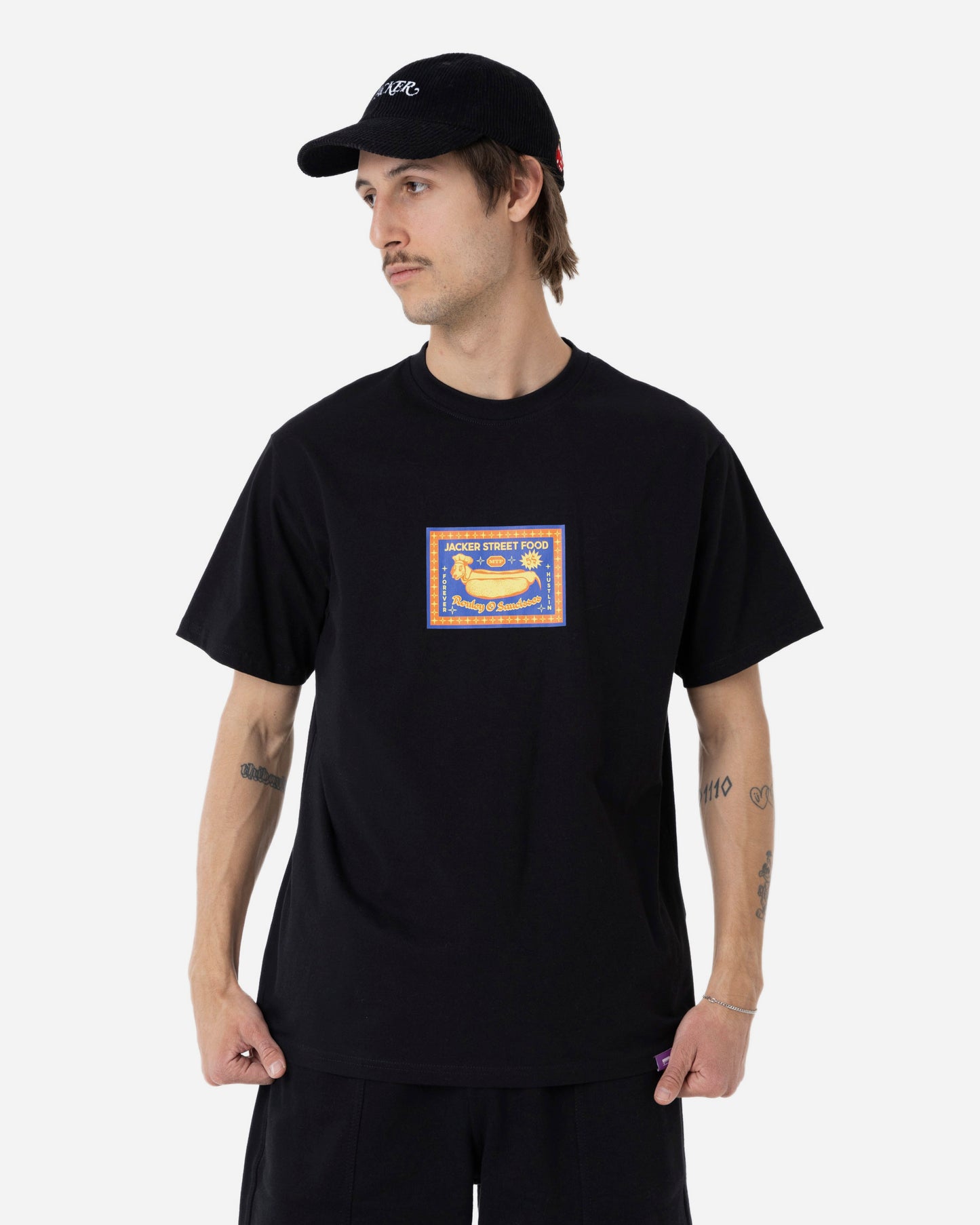 HOT DOGGY CARD T-SHIRT - BLACK