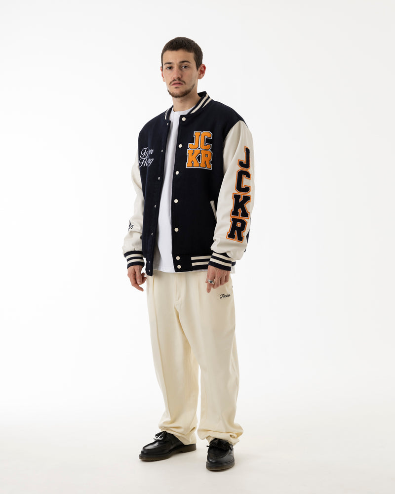 CANARDO VARSITY JACKET - NAVY / WHITE