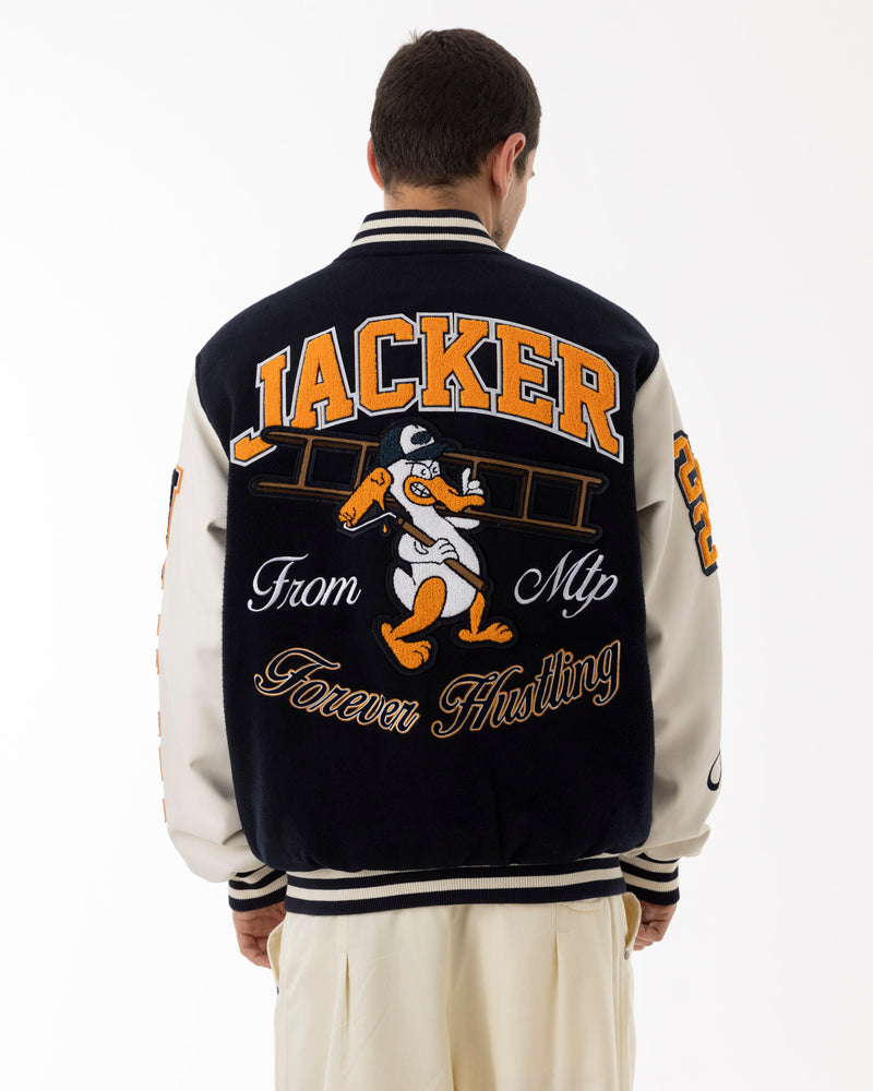 CANARDO VARSITY JACKET - NAVY / WHITE