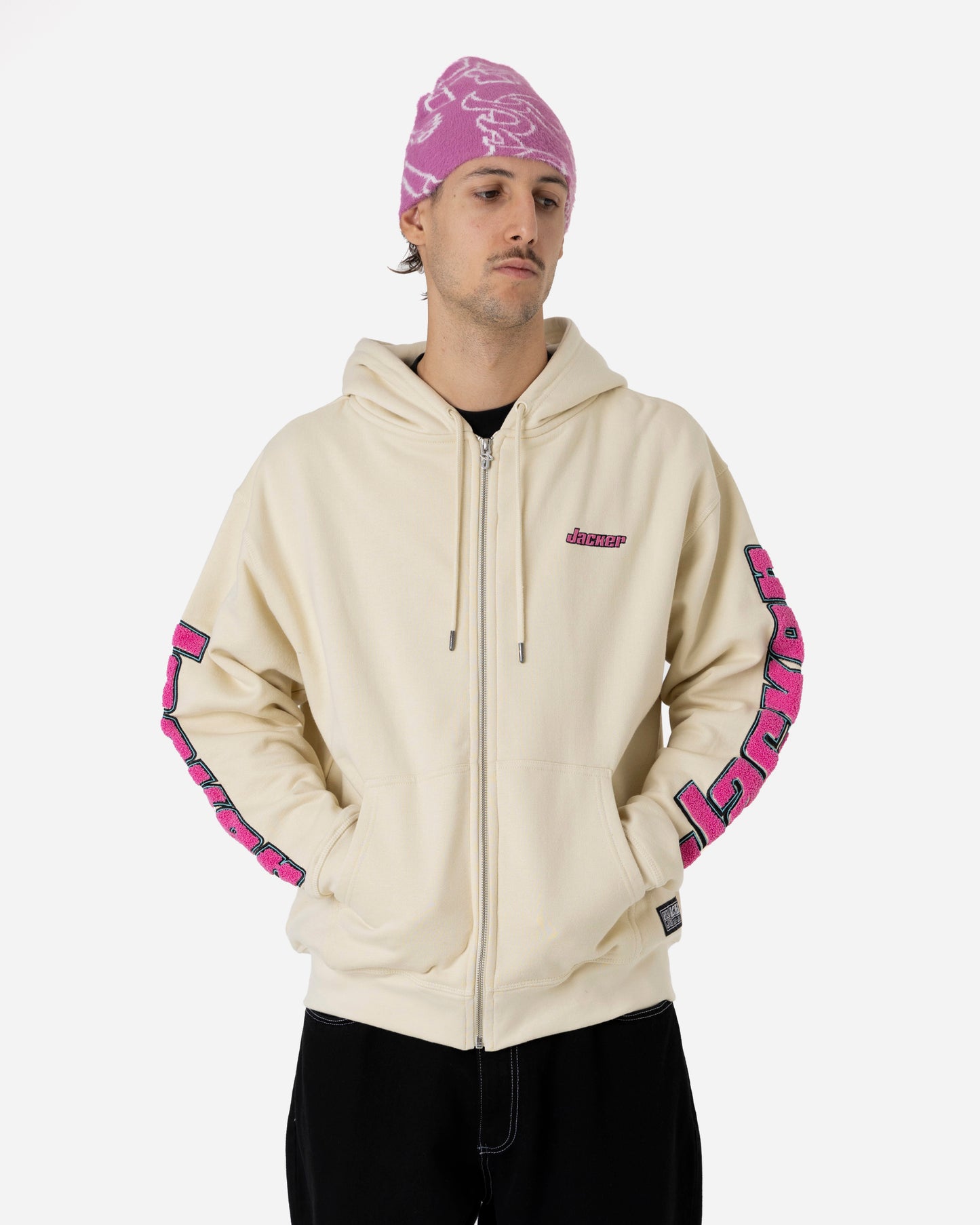 ABSOLEM ZIPPED HOODIE - BEIGE