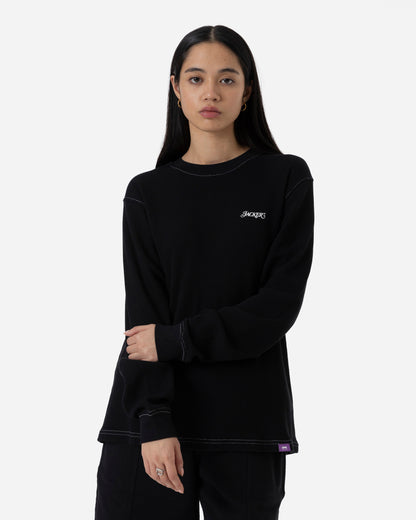 STAMP WAFFLE LONG SLEEVES - BLACK