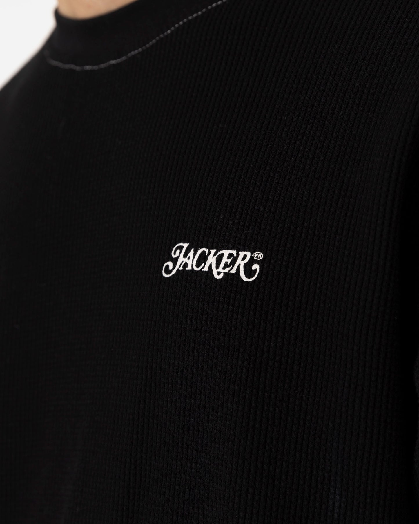 STAMP WAFFLE LONG SLEEVES - BLACK