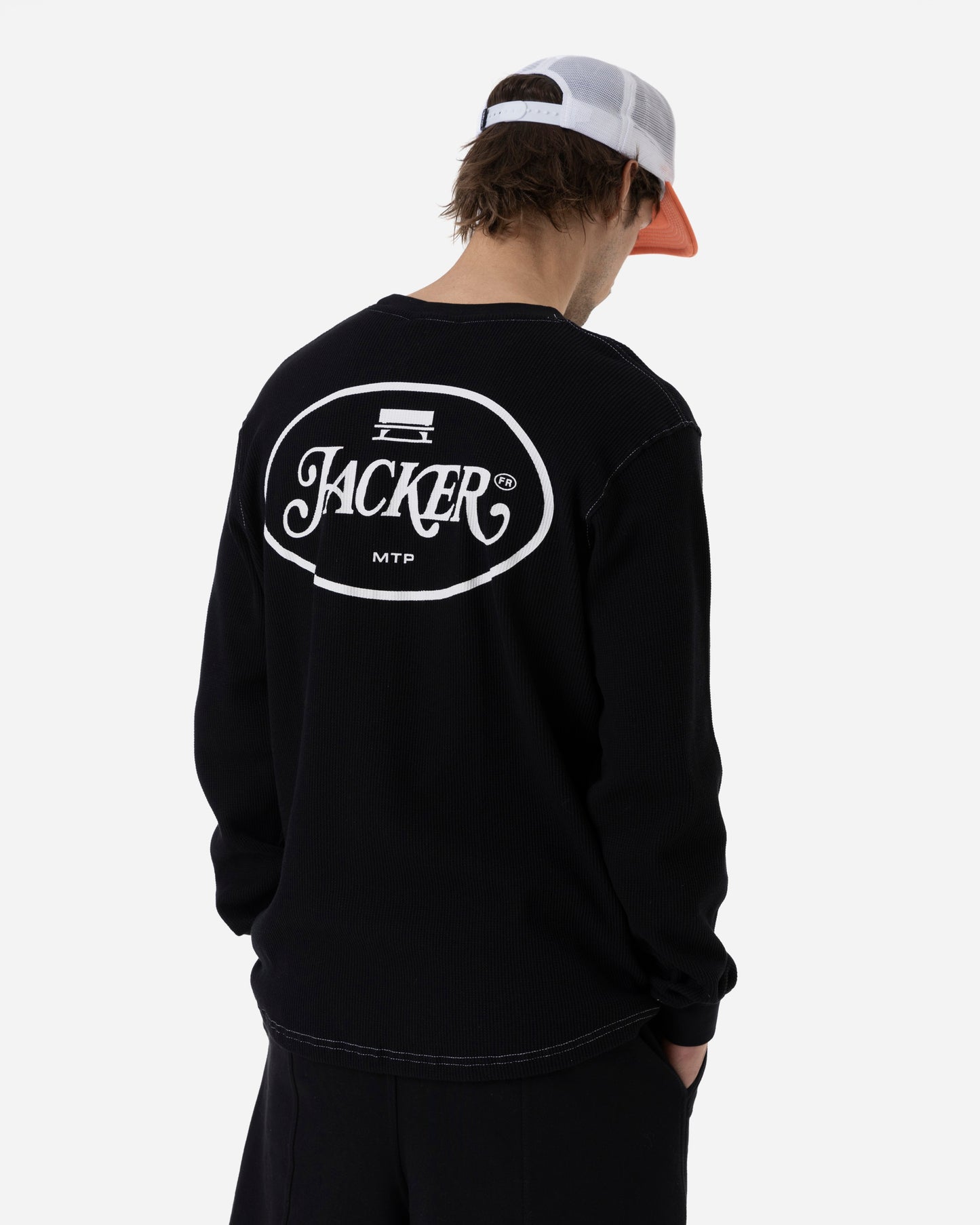 STAMP WAFFLE LONG SLEEVES - BLACK