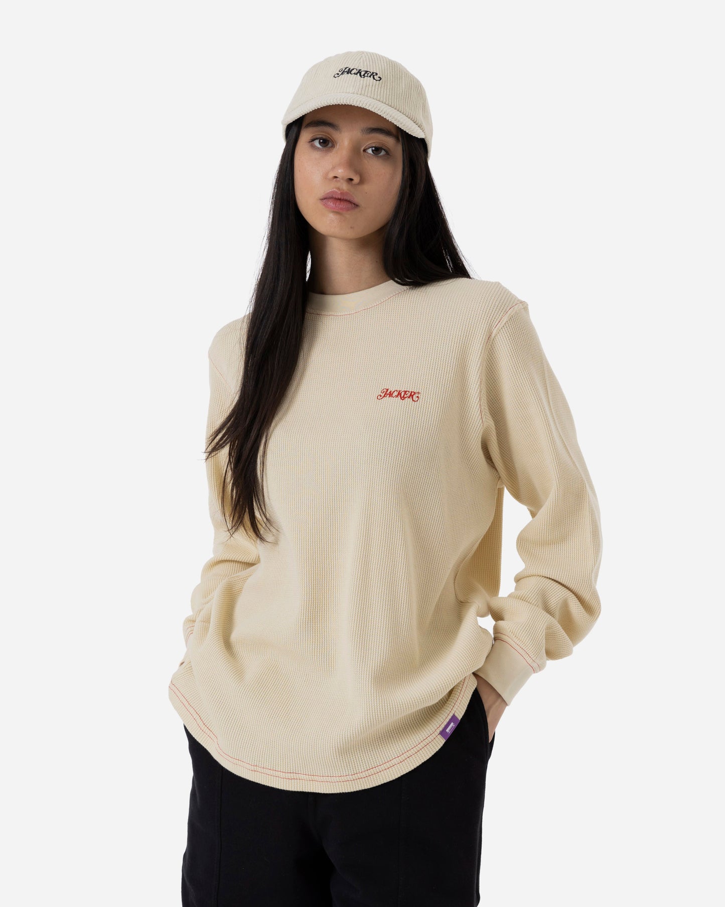 STAMP WAFFLE LONG SLEEVES - BEIGE