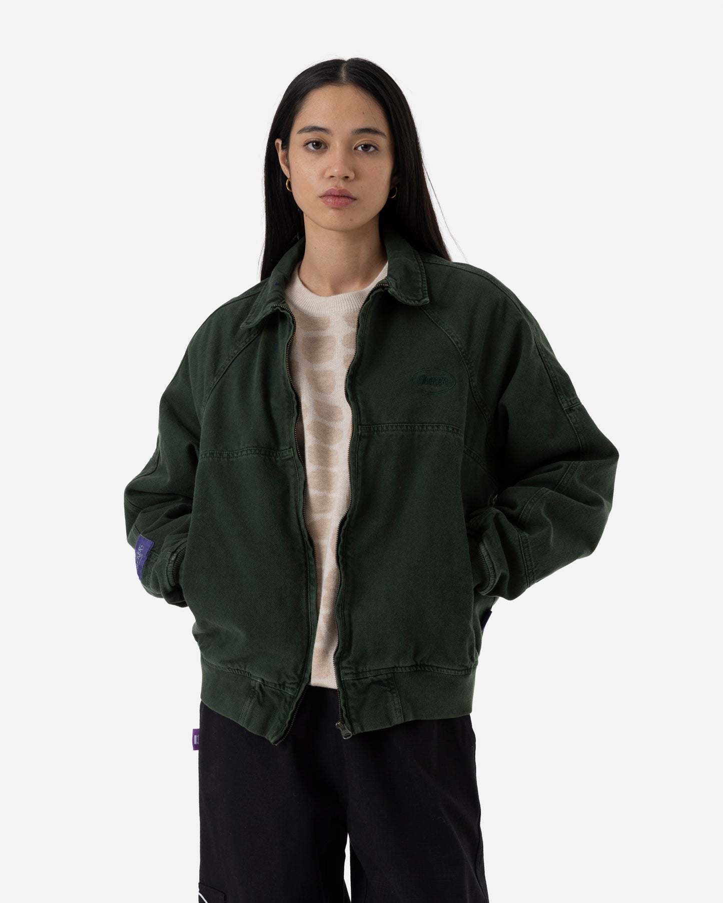 STAMP DIED BOMBER JACKET - GREEN