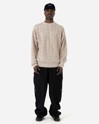 CROCO KNIT CREWNECK - BEIGE