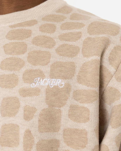 CROCO KNIT CREWNECK - BEIGE