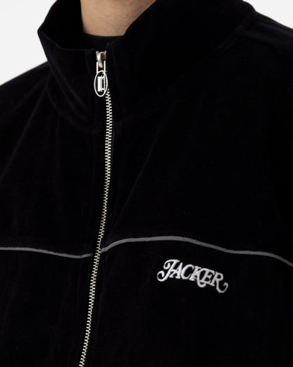 REFLECTIVE VELVET ZIPPER JACKET - BLACK