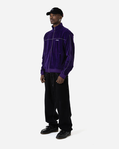 REFLECTIVE VELVET ZIPPER JACKET - PURPLE