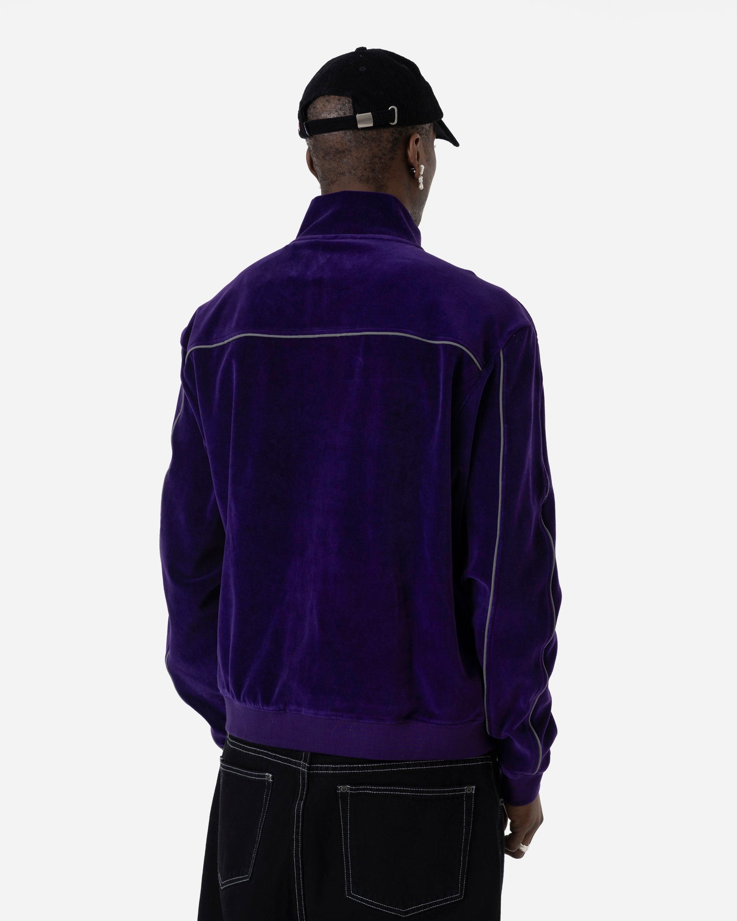 REFLECTIVE VELVET ZIPPER JACKET - PURPLE