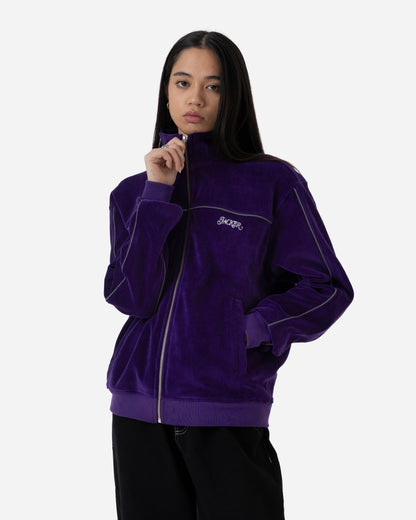 REFLECTIVE VELVET ZIPPER JACKET - PURPLE