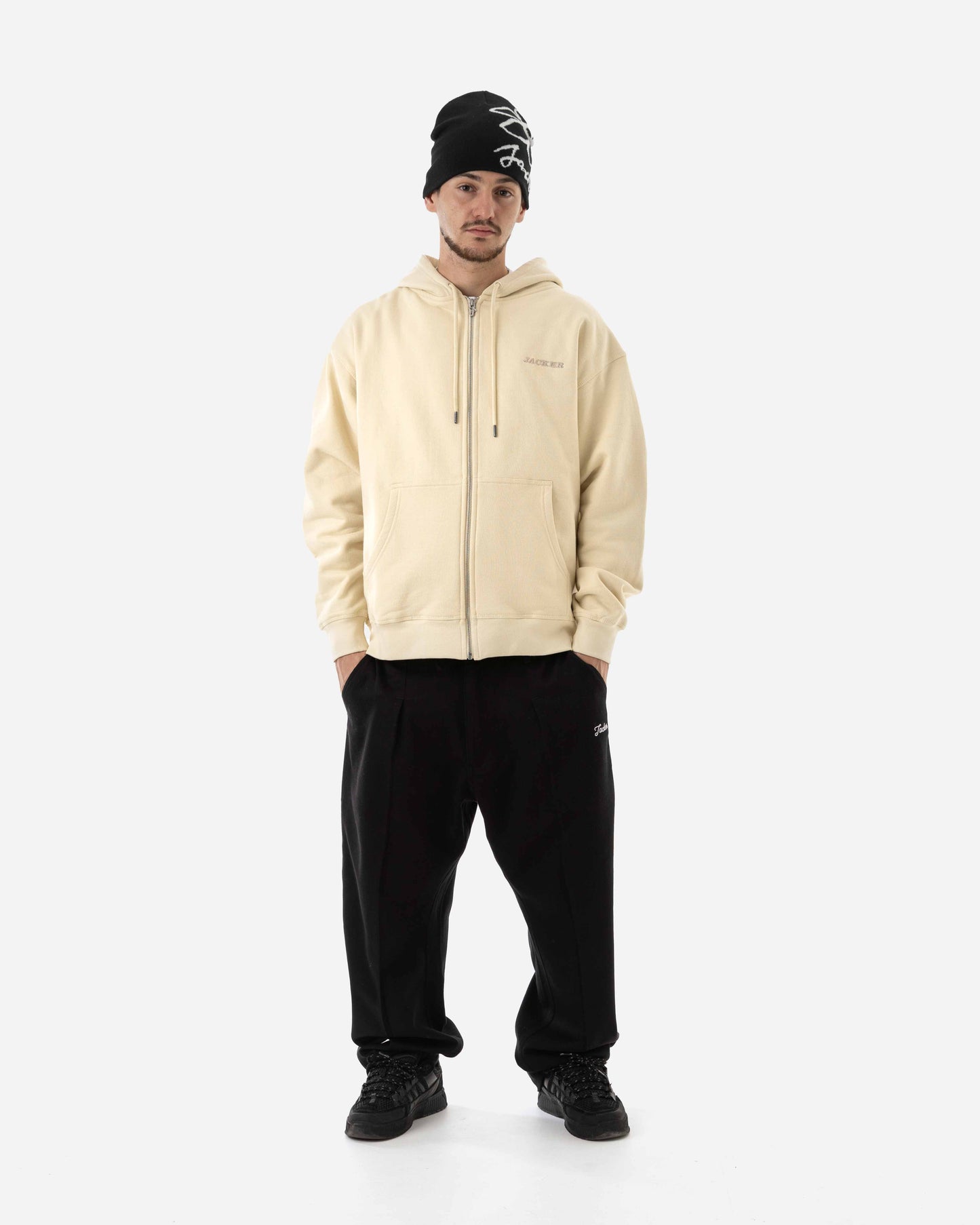 NOTORIOUS ZIPPED HOODIE - BEIGE