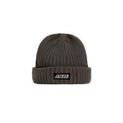 TEAM LOGO - SHORT BEANIE - DARK BROWN