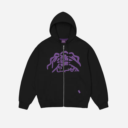 WAREHOUSE HOODIE ZIP - BLACK