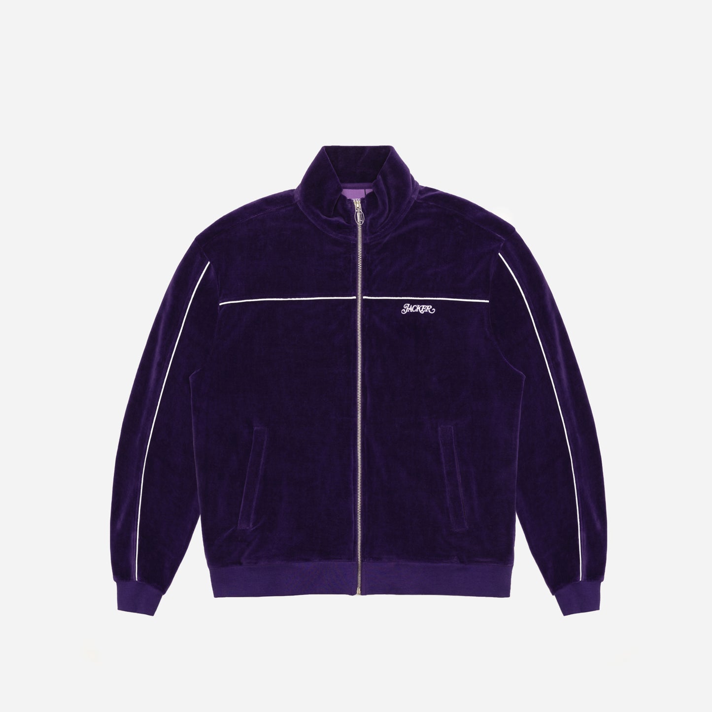 REFLECTIVE VELVET ZIPPER JACKET - PURPLE