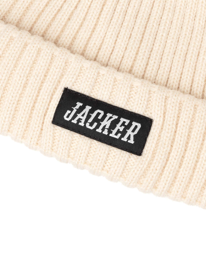 TEAM LOGO - SHORT BEANIE - CREAM